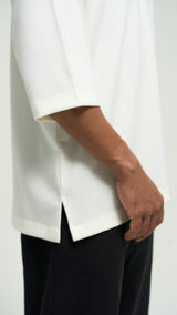Tasor Loose Fit Quarter Sleeve Top - Off White