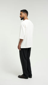 Tasor Loose Fit Quarter Sleeve Top - Off White
