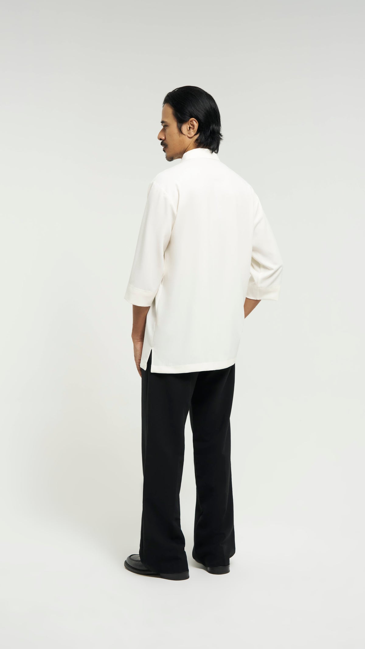 Tasor Modern Fit Collared Quarter Sleeve Top - Off White