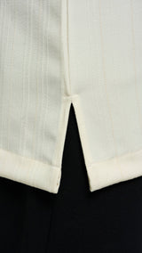 Tasor Modern Fit Collared Quarter Sleeve Top Stripe - Off White