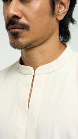 Tasor Modern Fit Collared Top Stripe - Off White