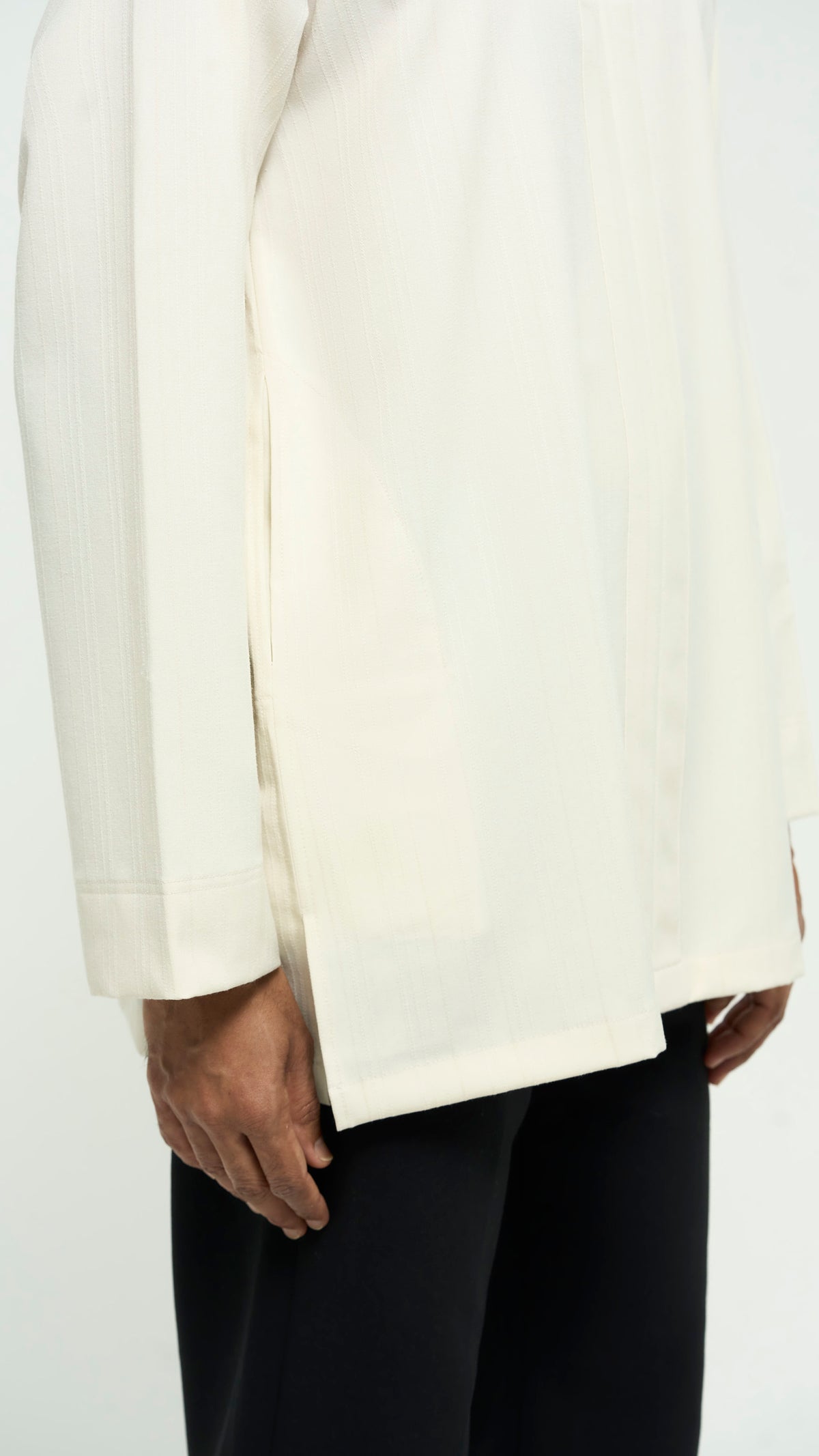Tasor Modern Fit Collared Top Stripe - Off White