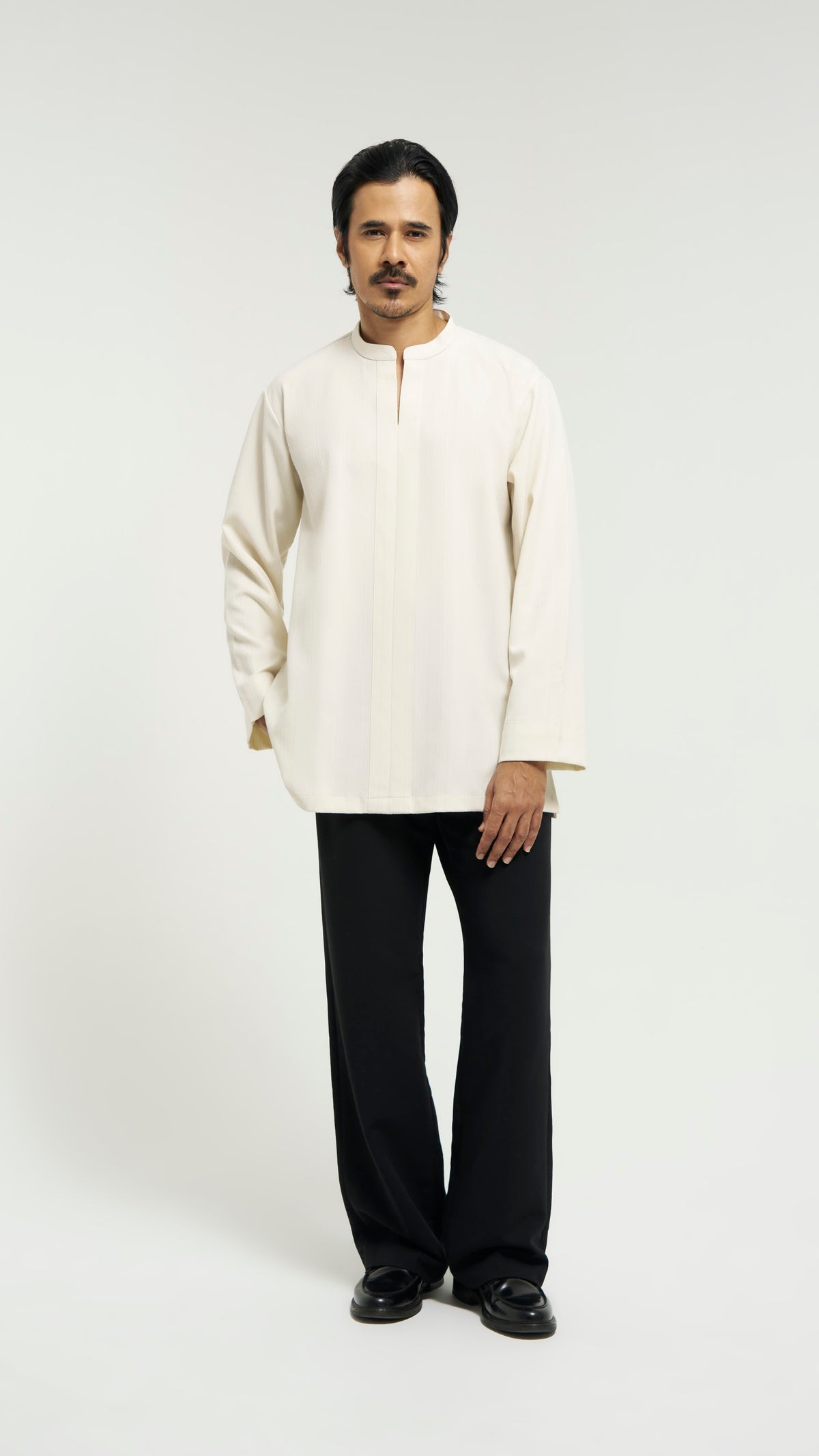 Tasor Modern Fit Collared Top Stripe - Off White