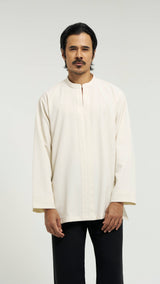 Tasor Modern Fit Collared Top Stripe - Off White