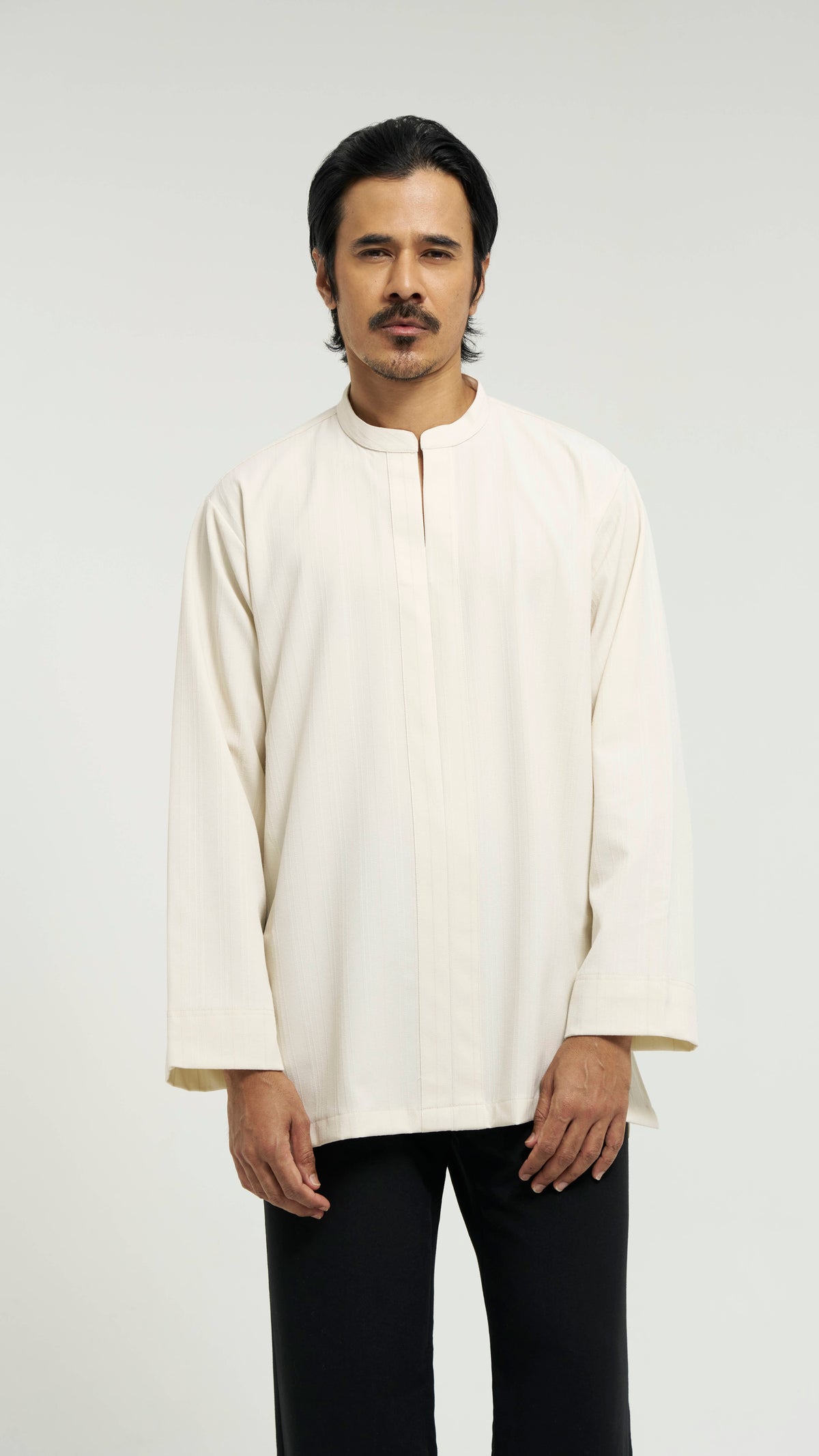 Tasor Modern Fit Collared Top Stripe - Off White