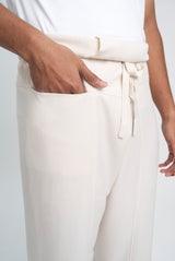 OG' Series Baju Melayu Teluk Belanga Klasik Seluar Ikat - Putih Gading