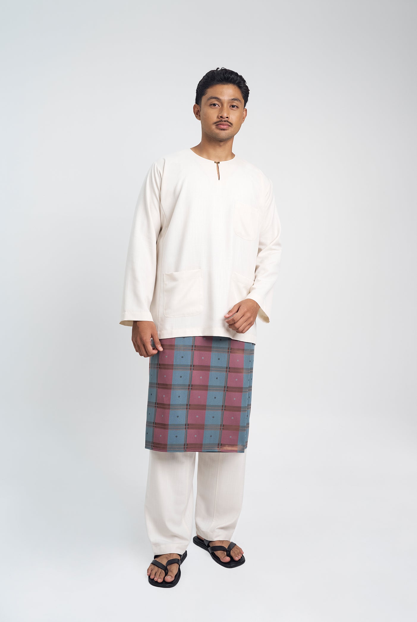 OG' Series Baju Melayu Teluk Belanga Klasik Seluar Ikat - Putih Gading