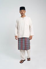 OG' Series Baju Melayu Teluk Belanga Klasik Seluar Ikat - Putih Gading