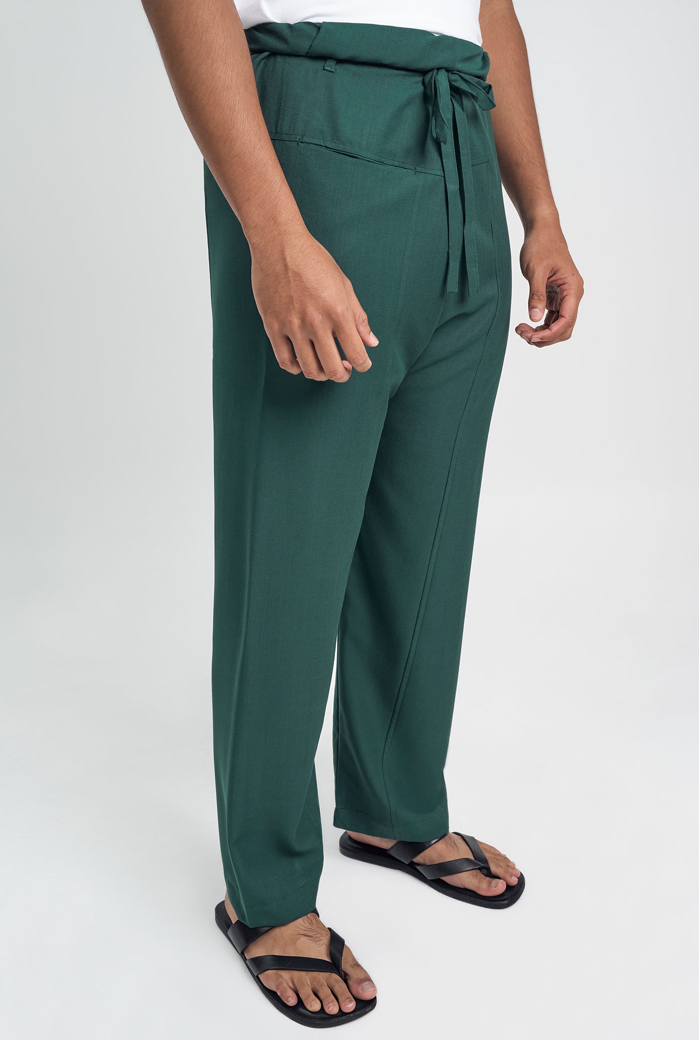 OG' Series Baju Melayu Teluk Belanga Klasik Seluar Ikat - Hijau Zamrud