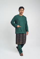 OG' Series Baju Melayu Teluk Belanga Klasik Seluar Ikat - Hijau Zamrud