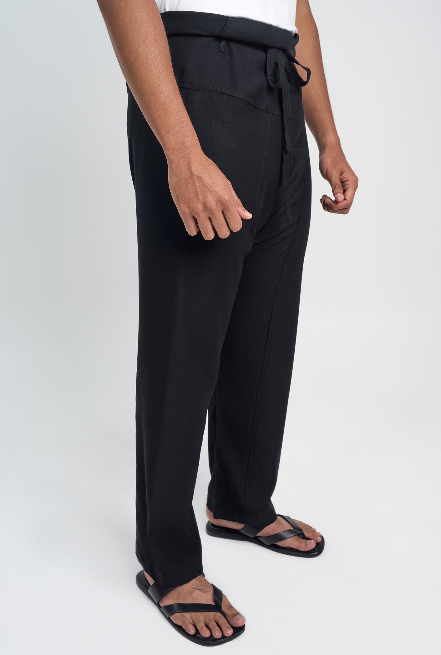 OG' Series Baju Melayu Teluk Belanga Klasik Seluar Ikat - Hitam Tundra