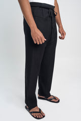 OG' Series Baju Melayu Teluk Belanga Klasik Seluar Ikat - Hitam Tundra