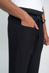 OG' Series Baju Melayu Teluk Belanga Klasik Seluar Ikat - Hitam Tundra