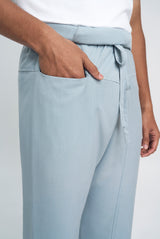 OG' Series Baju Melayu Teluk Belanga Klasik Seluar Ikat - Biru Muda