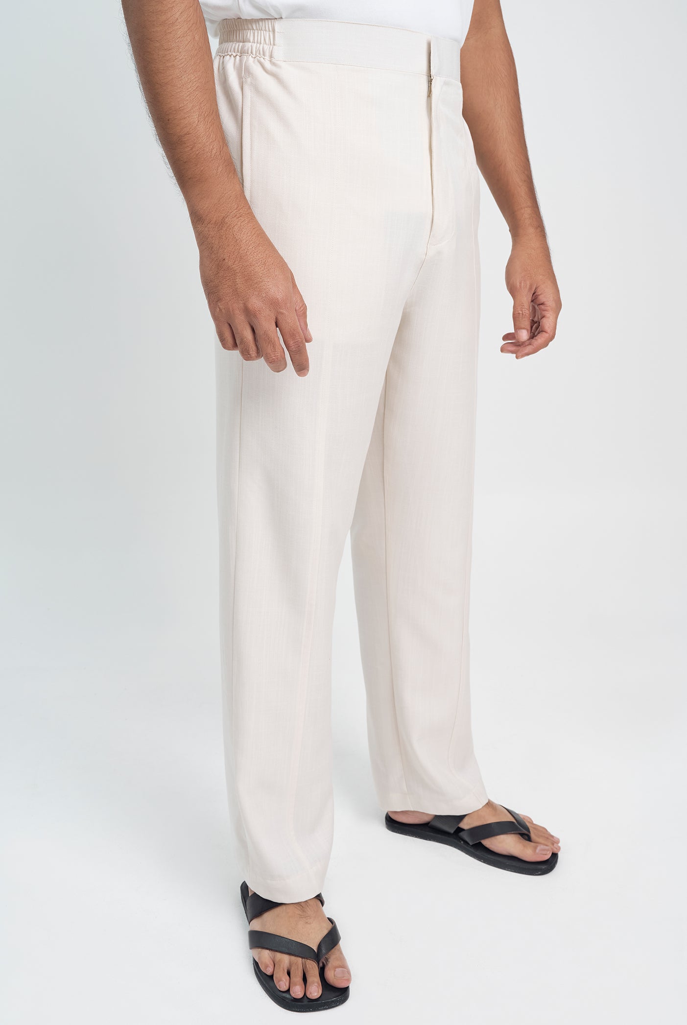 OG' Series Baju Melayu Teluk Belanga Klasik Seluar Moden - Putih Gading