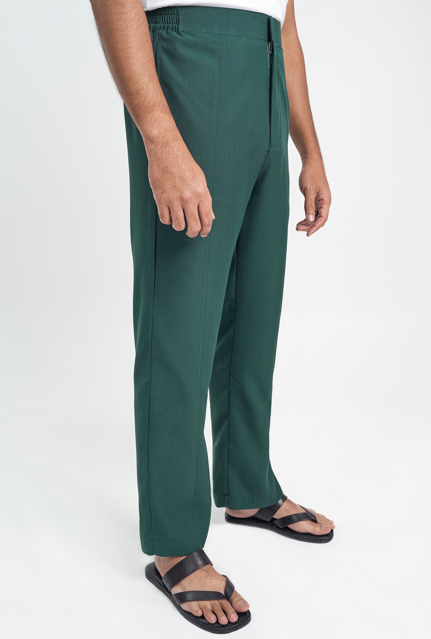 OG' Series Baju Melayu Teluk Belanga Klasik Seluar Moden - Hijau Zamrud