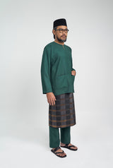 OG' Series Baju Melayu Teluk Belanga Klasik Seluar Moden - Hijau Zamrud