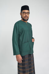 OG' Series Baju Melayu Teluk Belanga Klasik Seluar Moden - Hijau Zamrud
