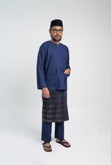 OG' Series Baju Melayu Teluk Belanga Klasik Seluar Moden - Biru Gelap