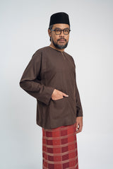 OG' Series Baju Melayu Teluk Belanga Klasik Seluar Moden - Perang Tua