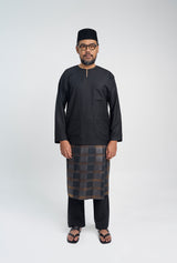 OG' Series Baju Melayu Teluk Belanga Klasik Seluar Moden - Hitam Tundra