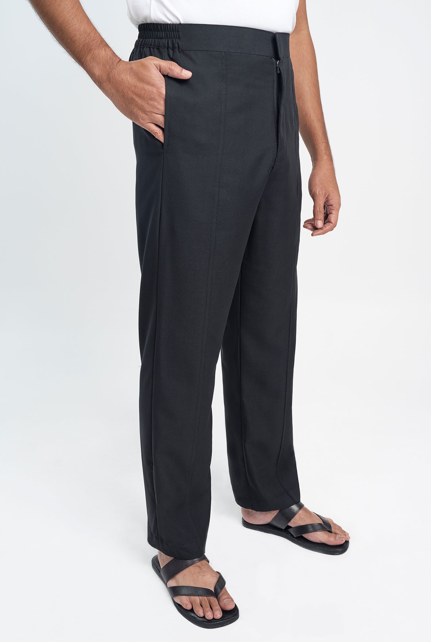 OG' Series Baju Melayu Teluk Belanga Klasik Seluar Moden - Hitam Tundra