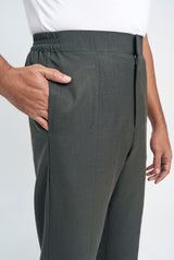 OG' Series Baju Melayu Teluk Belanga Klasik Seluar Moden - Hijau Arang