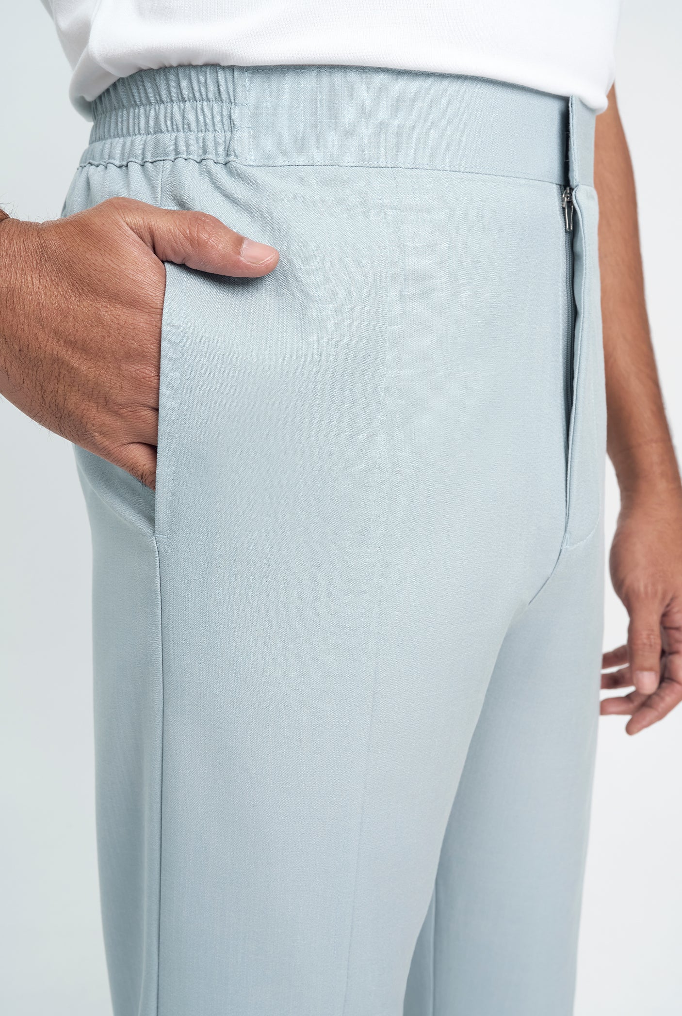 OG' Series Baju Melayu Teluk Belanga Klasik Seluar Moden - Biru Muda