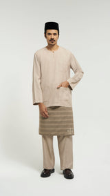 OG' Series Baju Melayu Teluk Belanga Klasik Seluar Moden - Perang Abu