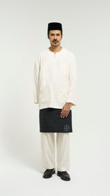 OG' Series Baju Melayu Teluk Belanga Klasik Seluar Moden - Putih Gading