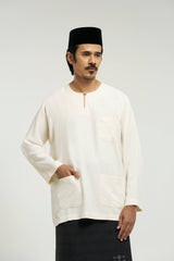 OG' Series Baju Melayu Teluk Belanga Klasik Seluar Moden - Putih Gading