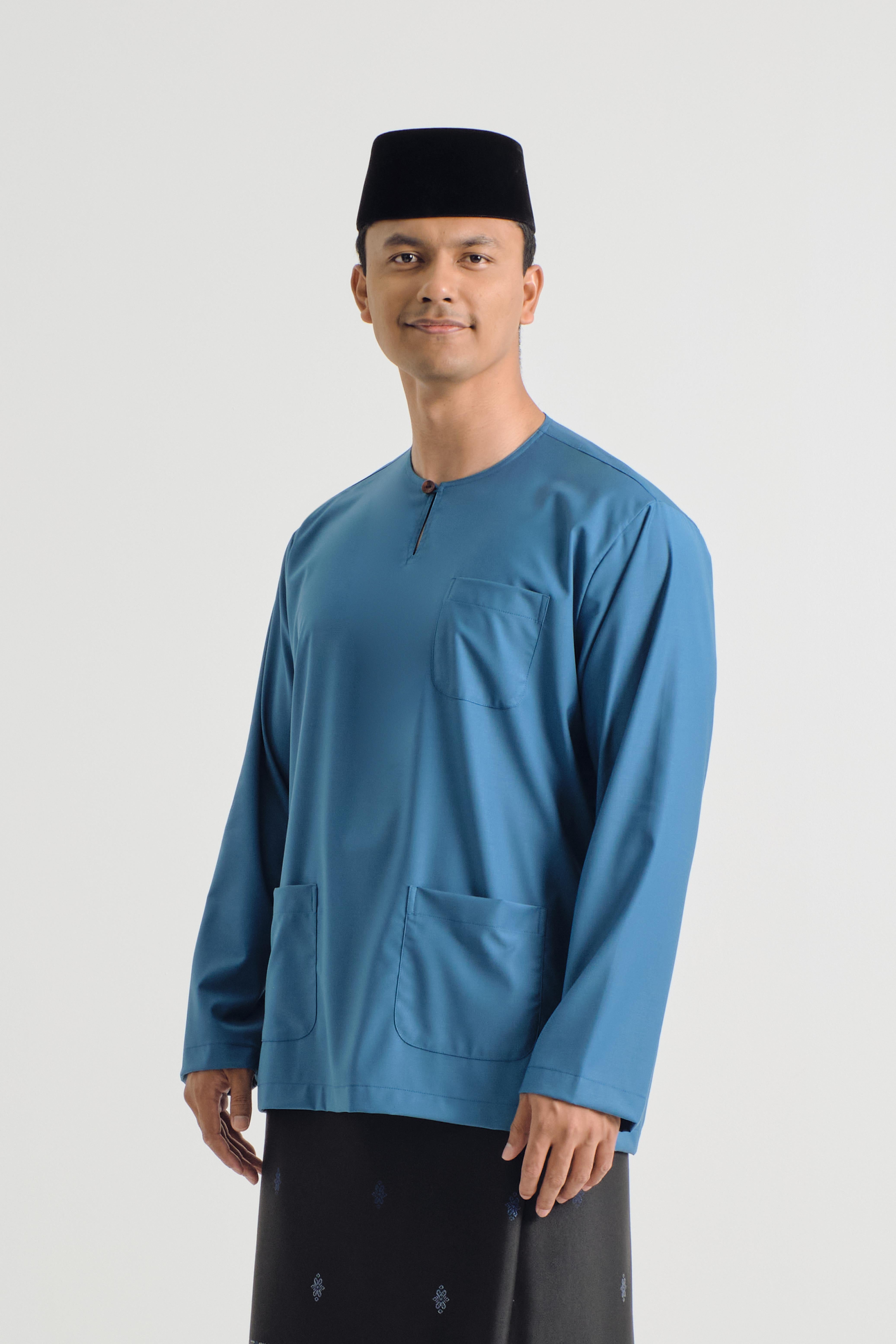 Patawali Classic Fit Baju Melayu Teluk Belanga - Ocean Blue