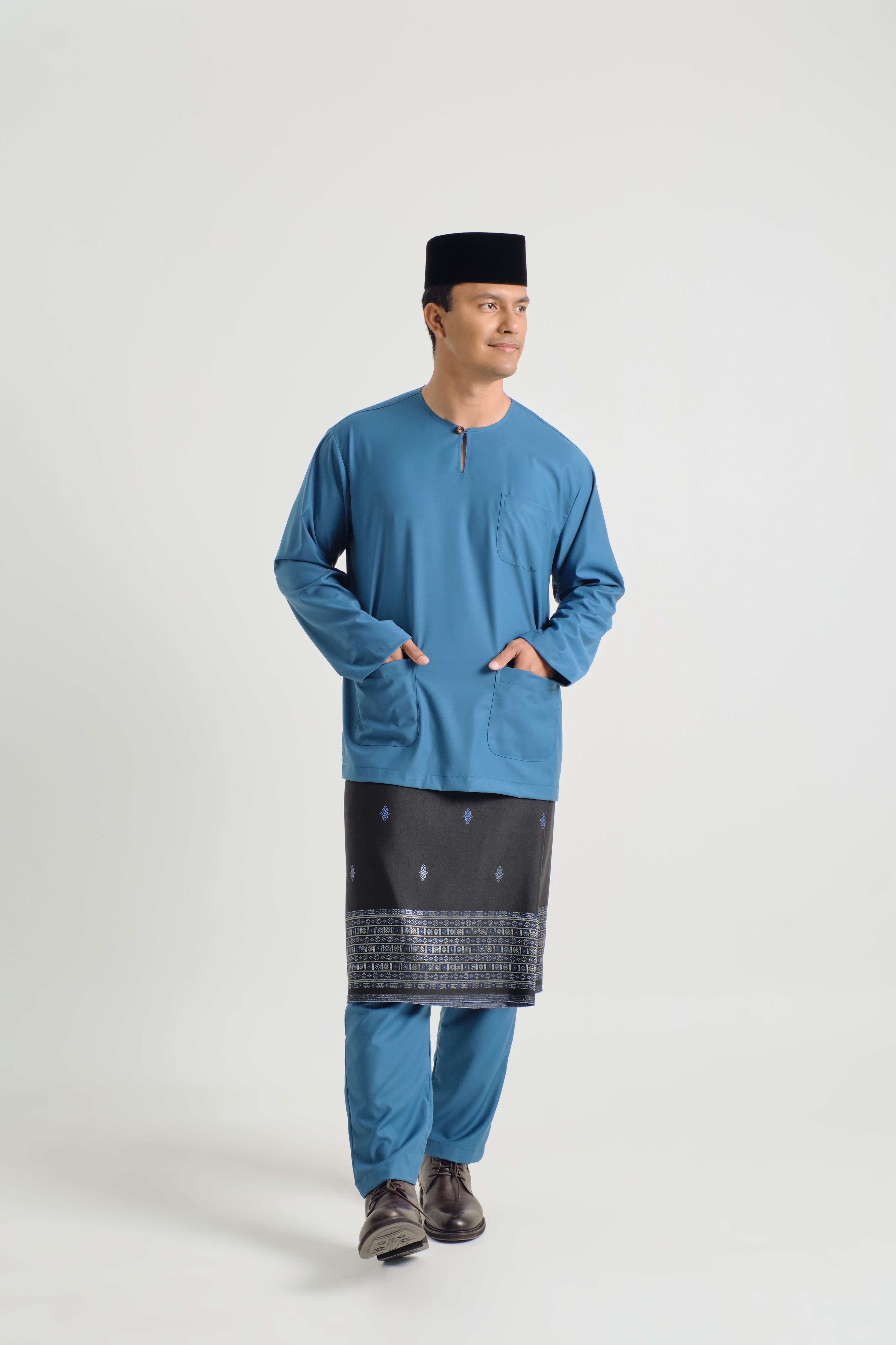 Patawali Classic Fit Baju Melayu Teluk Belanga - Ocean Blue