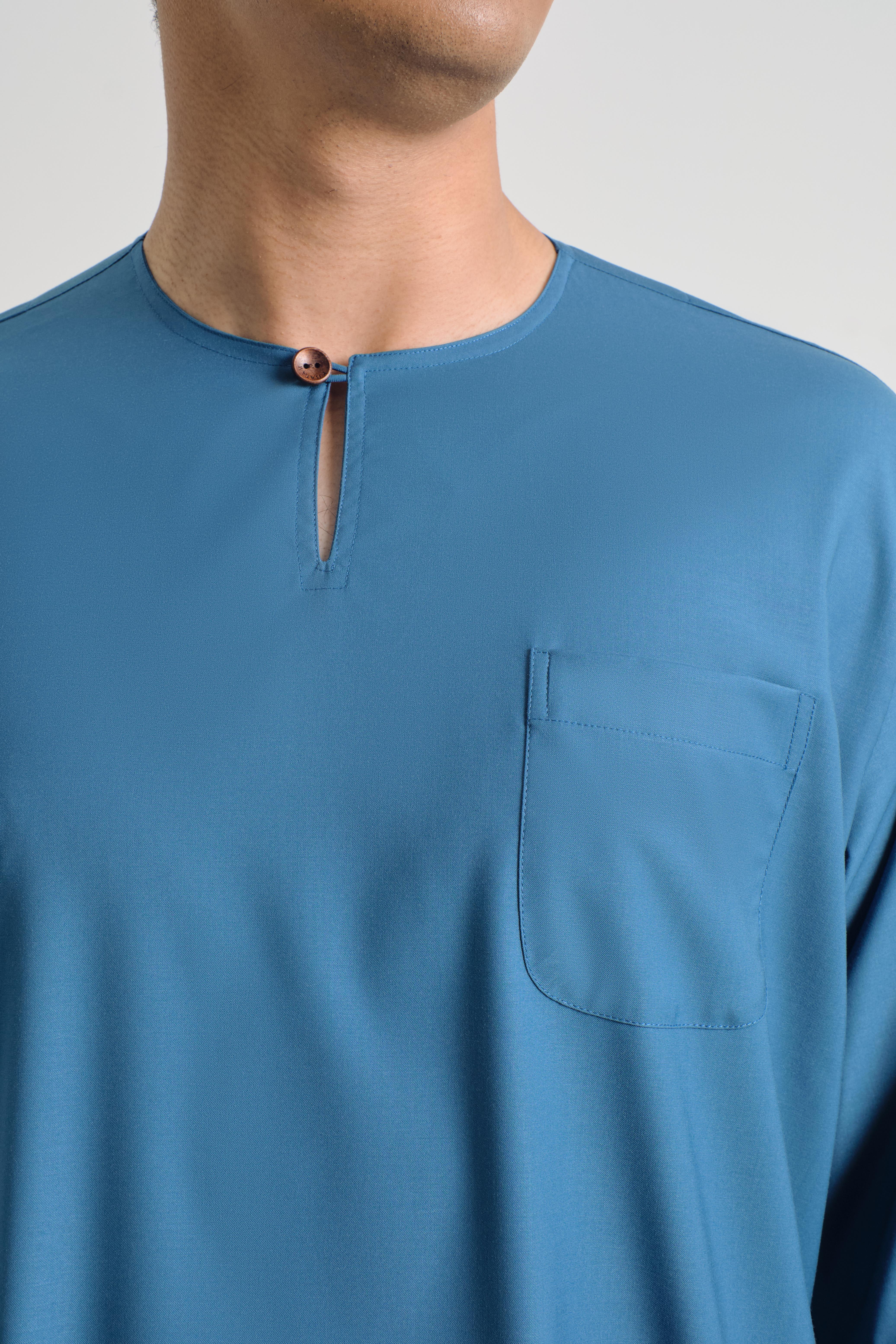 Patawali Classic Fit Baju Melayu Teluk Belanga - Ocean Blue