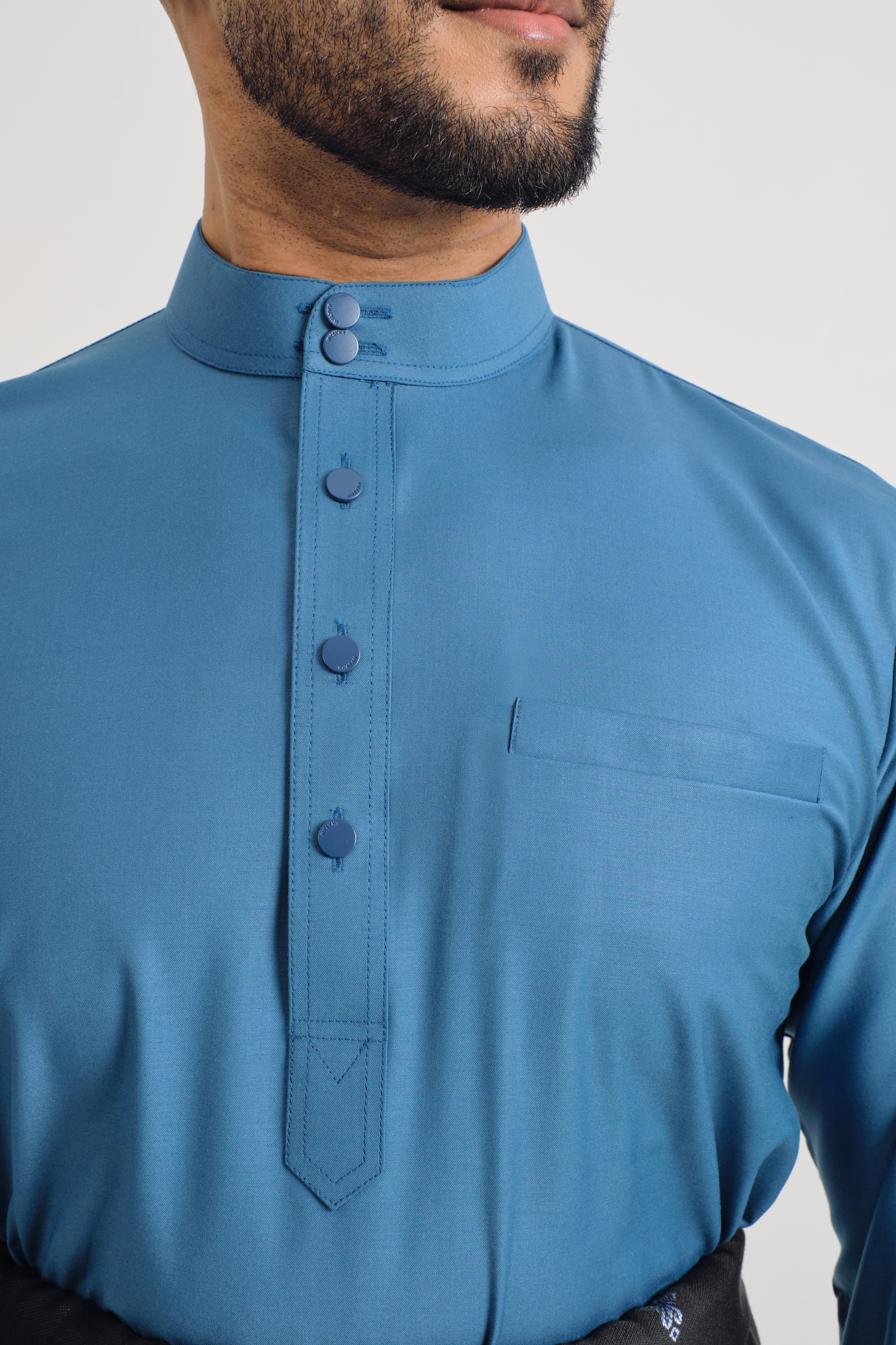 Patawali Baju Melayu Cekak Musang - Ocean Blue