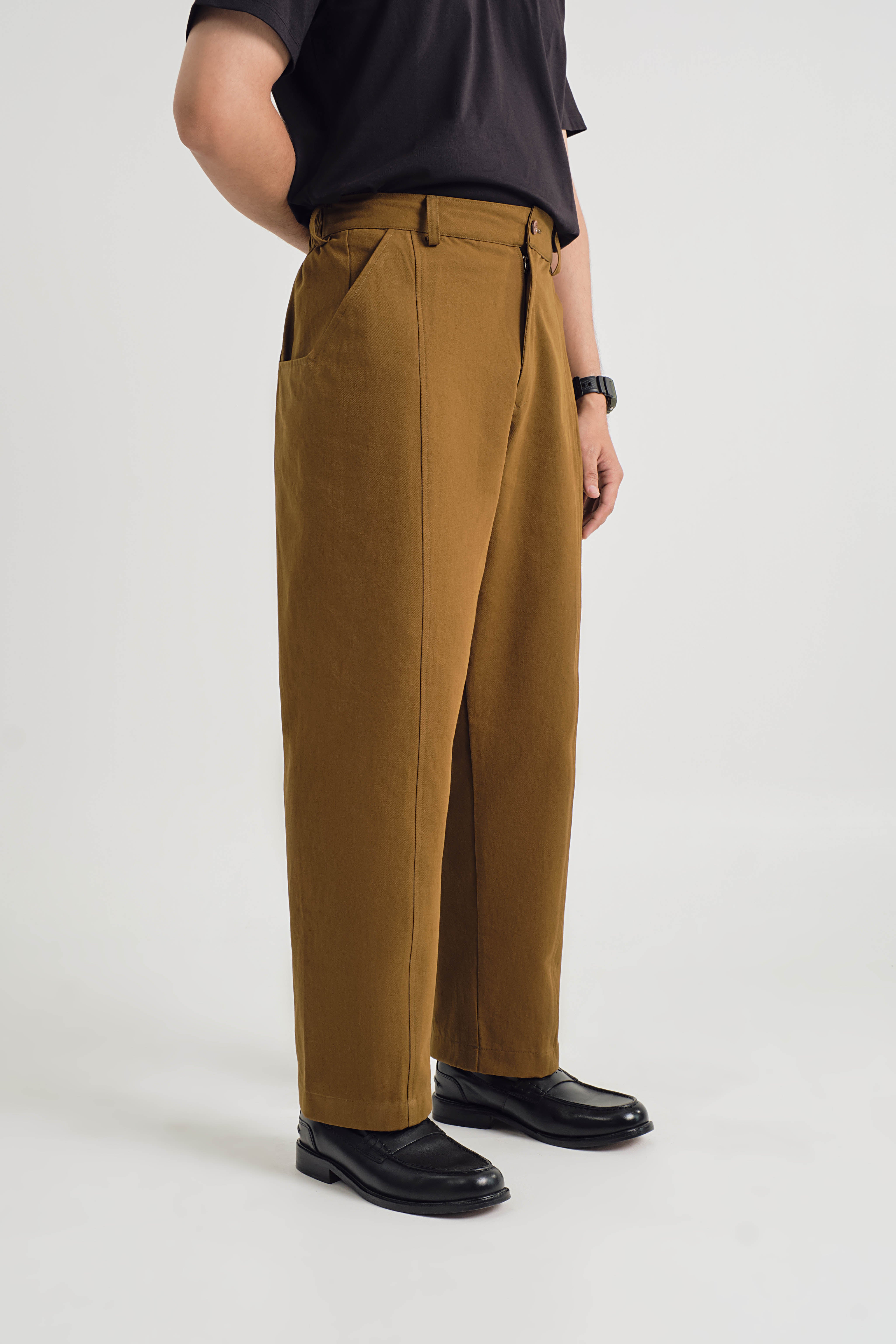 KHATAM x M.NASIR : Relaxed Fit Pants - Olive Brown