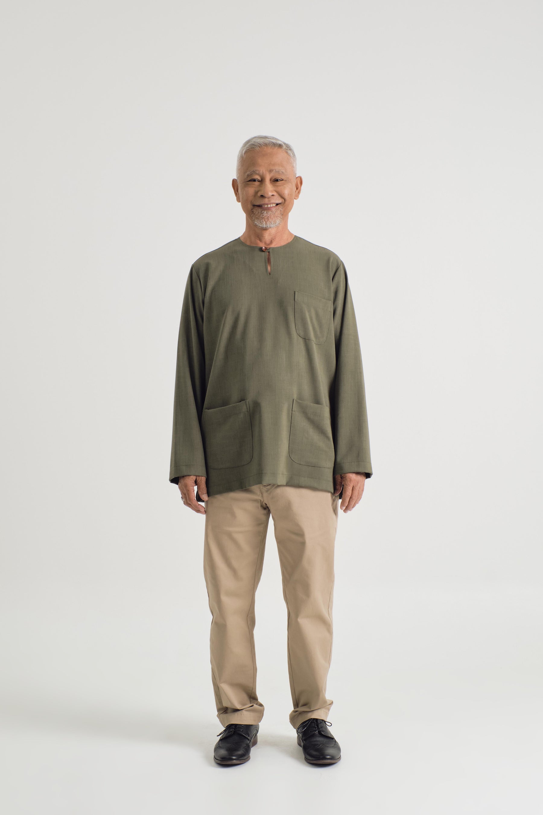 Pangku Plain Men Top Classic Fit - Olive Green