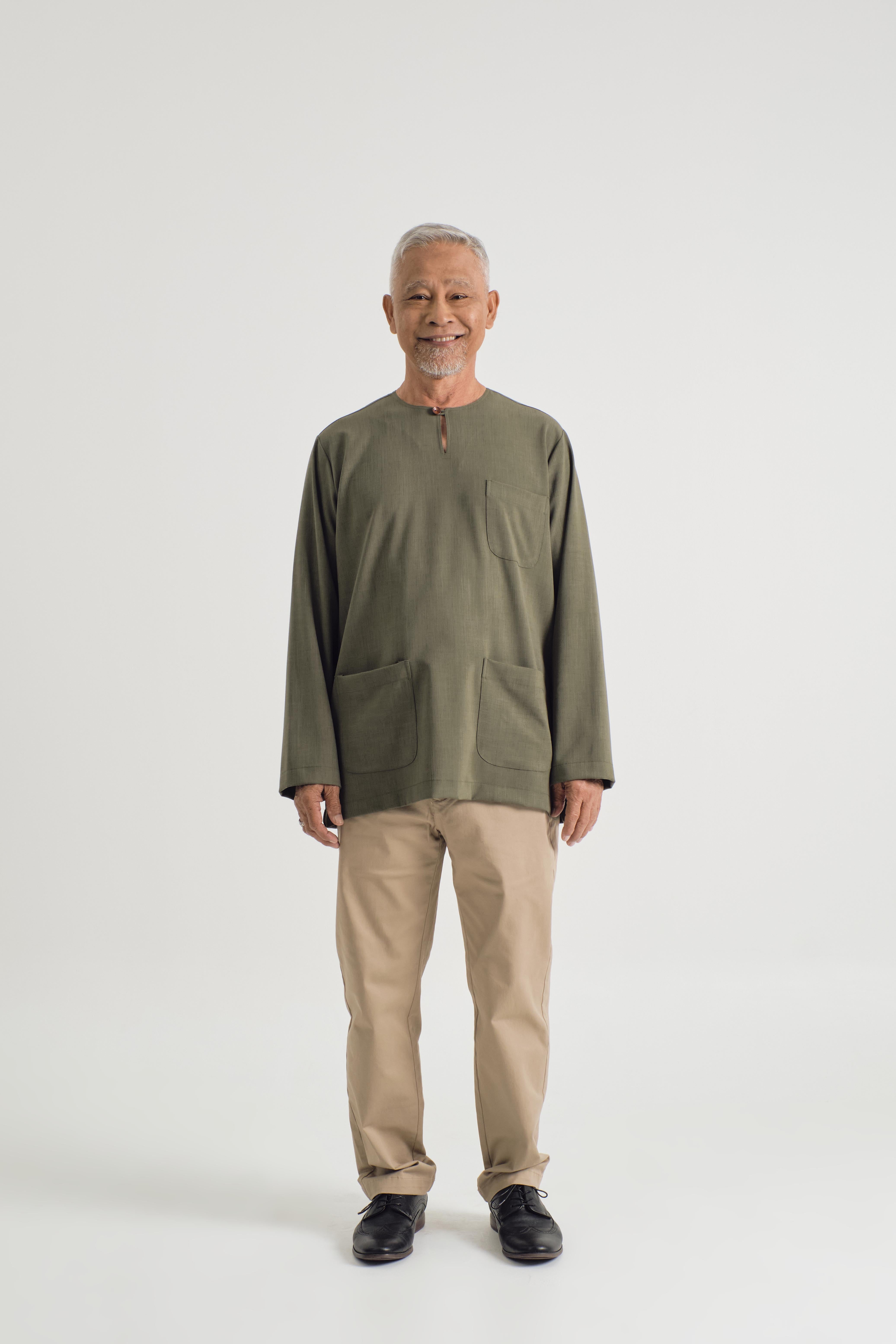 Pangku Plain Men Top Classic Fit - Olive Green