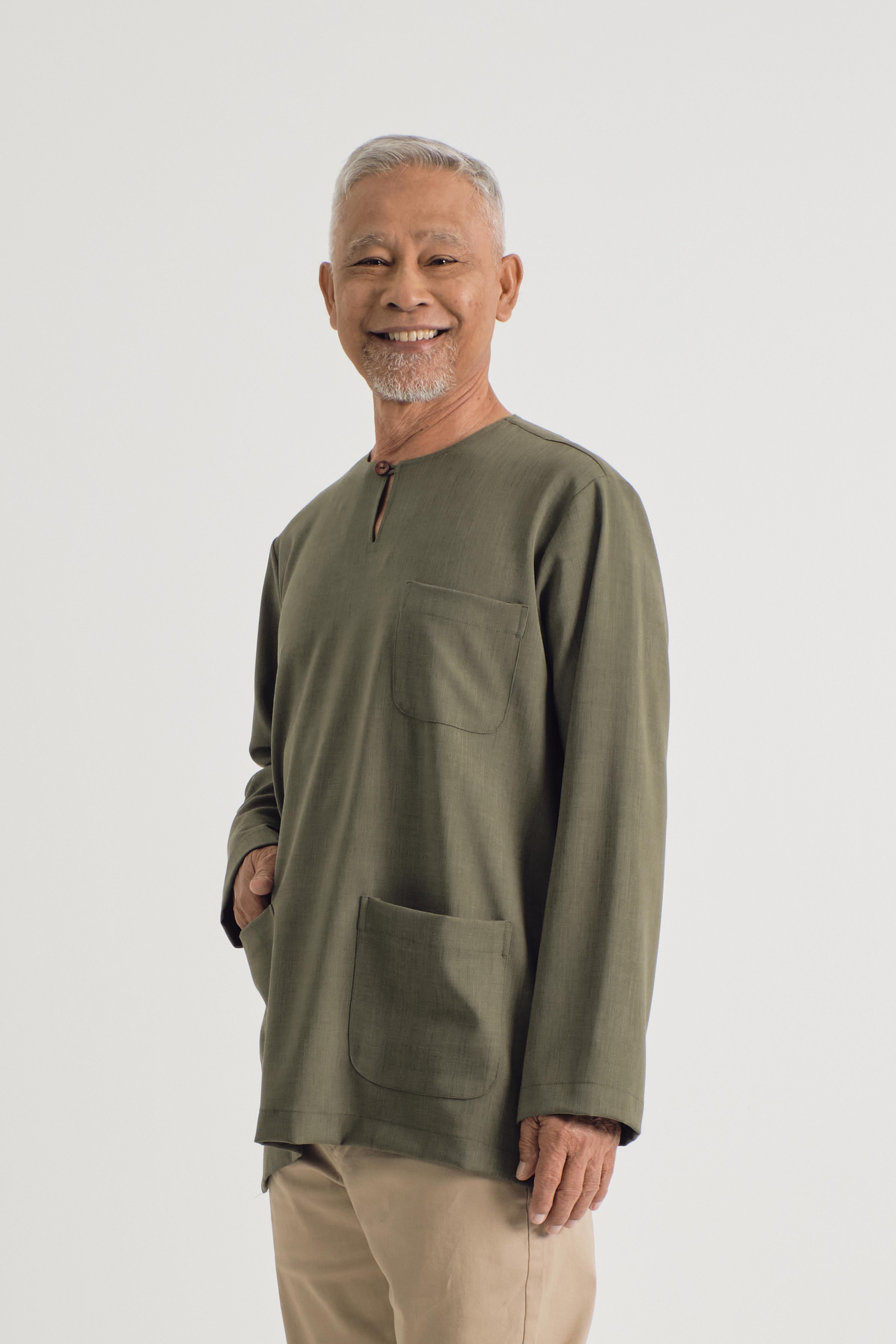 Pangku Plain Men Top Classic Fit - Olive Green