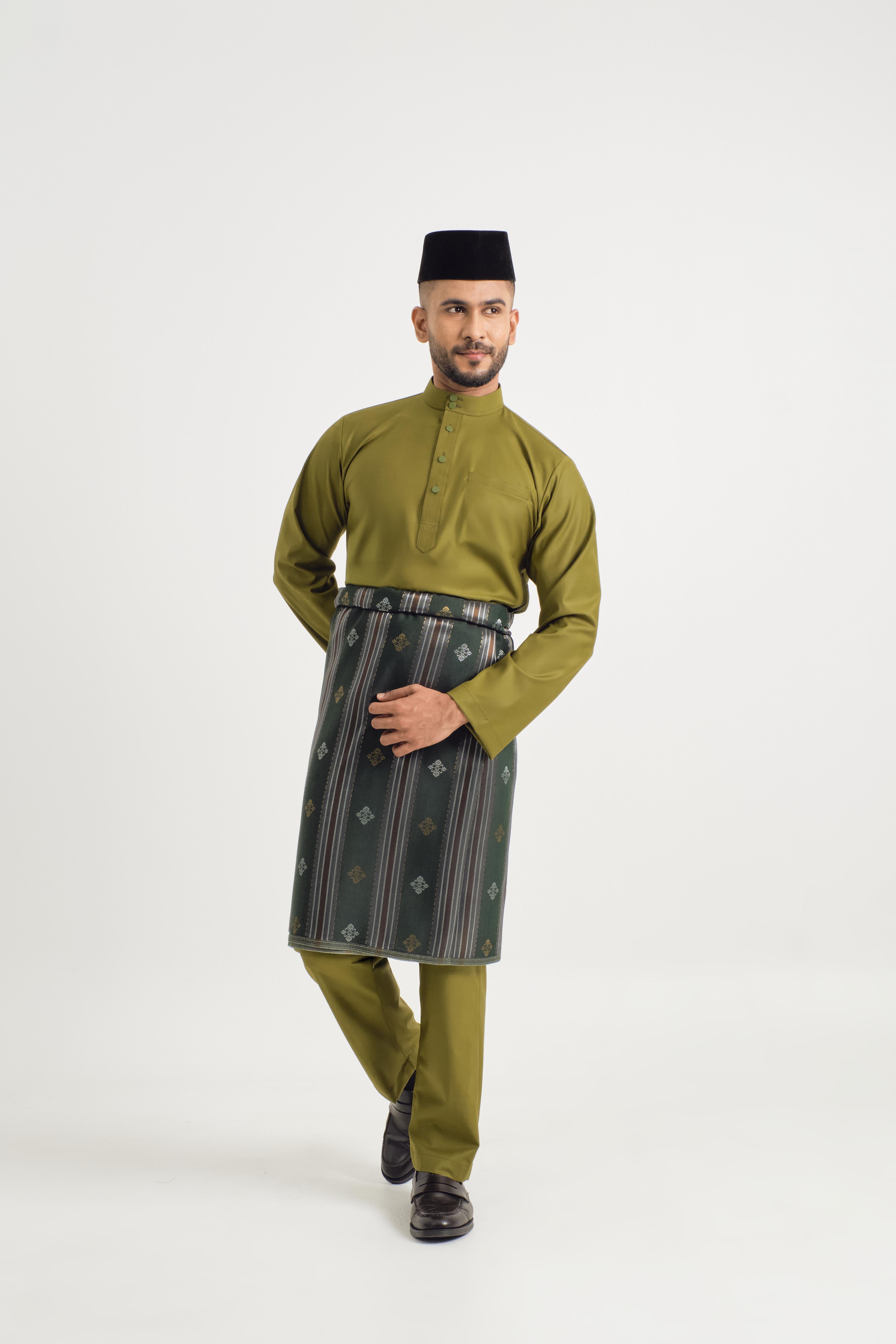 Patawali Baju Melayu Cekak Musang - Olive Green