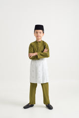 Patawali Boys Baju Melayu Cekak Musang - Olive Green