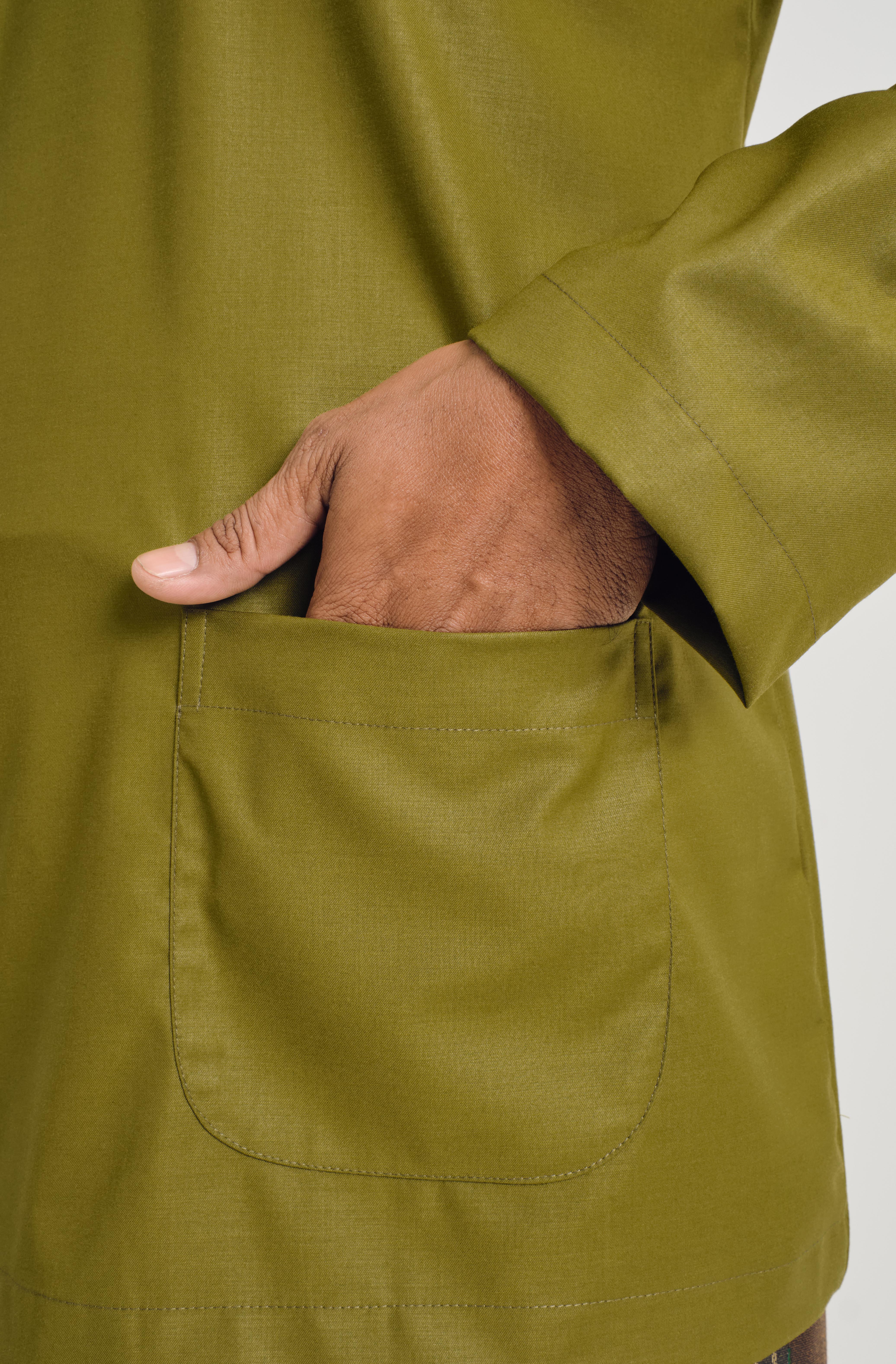 Patawali Modern Fit Baju Melayu Teluk Belanga - Olive Green