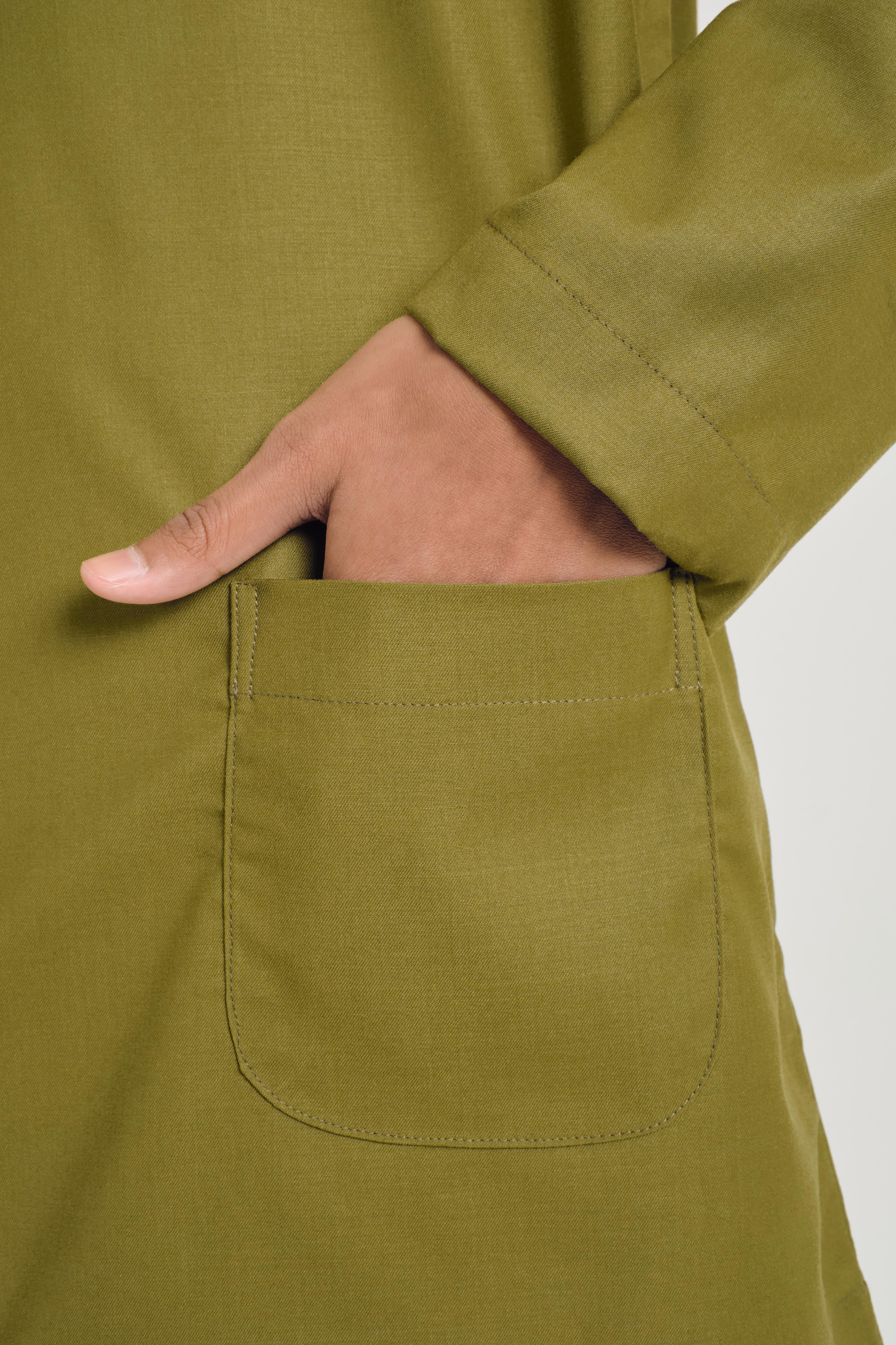 Patawali Boys Baju Melayu Teluk Belanga - Olive Green