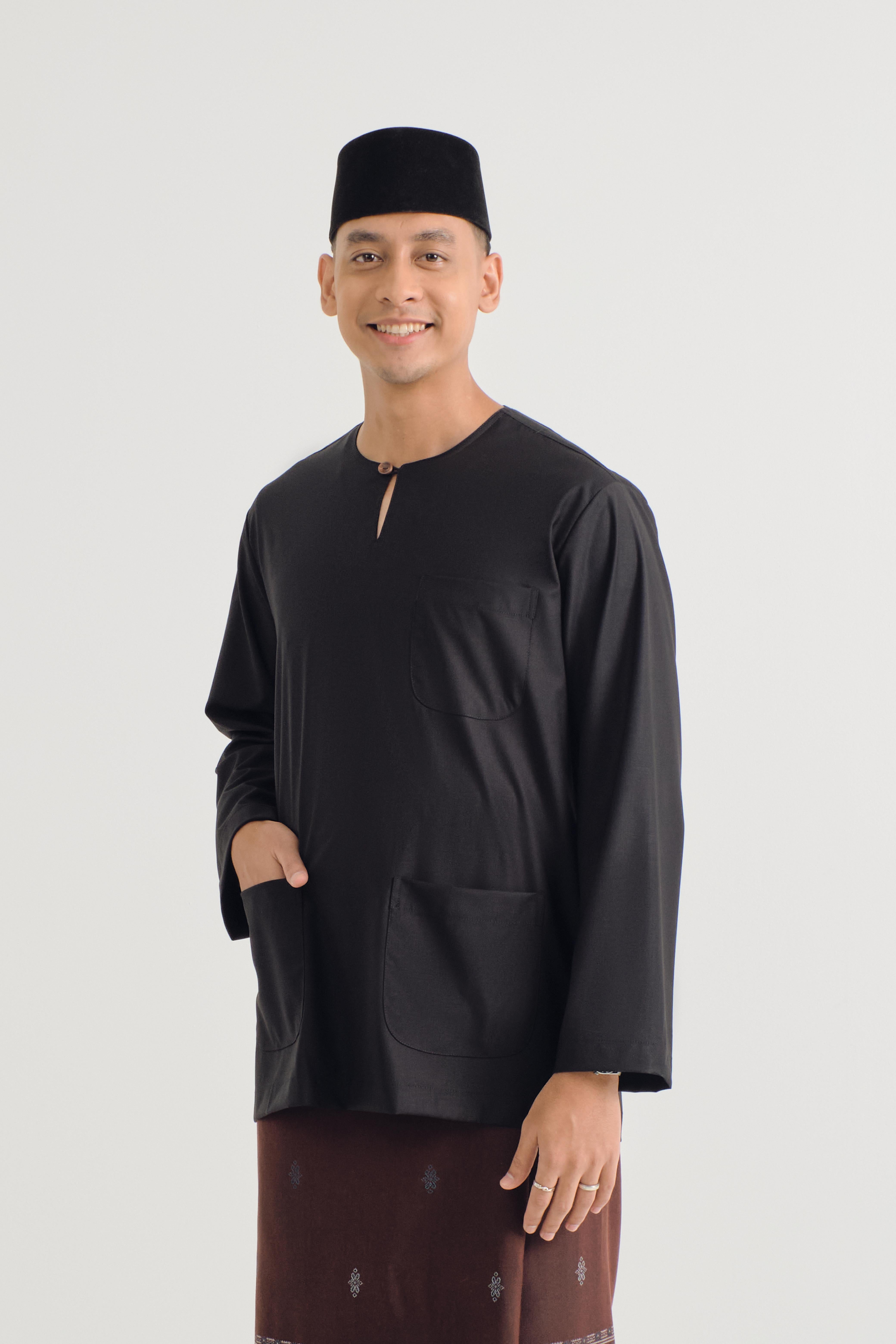 Patawali Classic Fit Baju Melayu Teluk Belanga - Opal Black