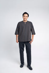 Palong Loose Fit Men Top Quarter - Black