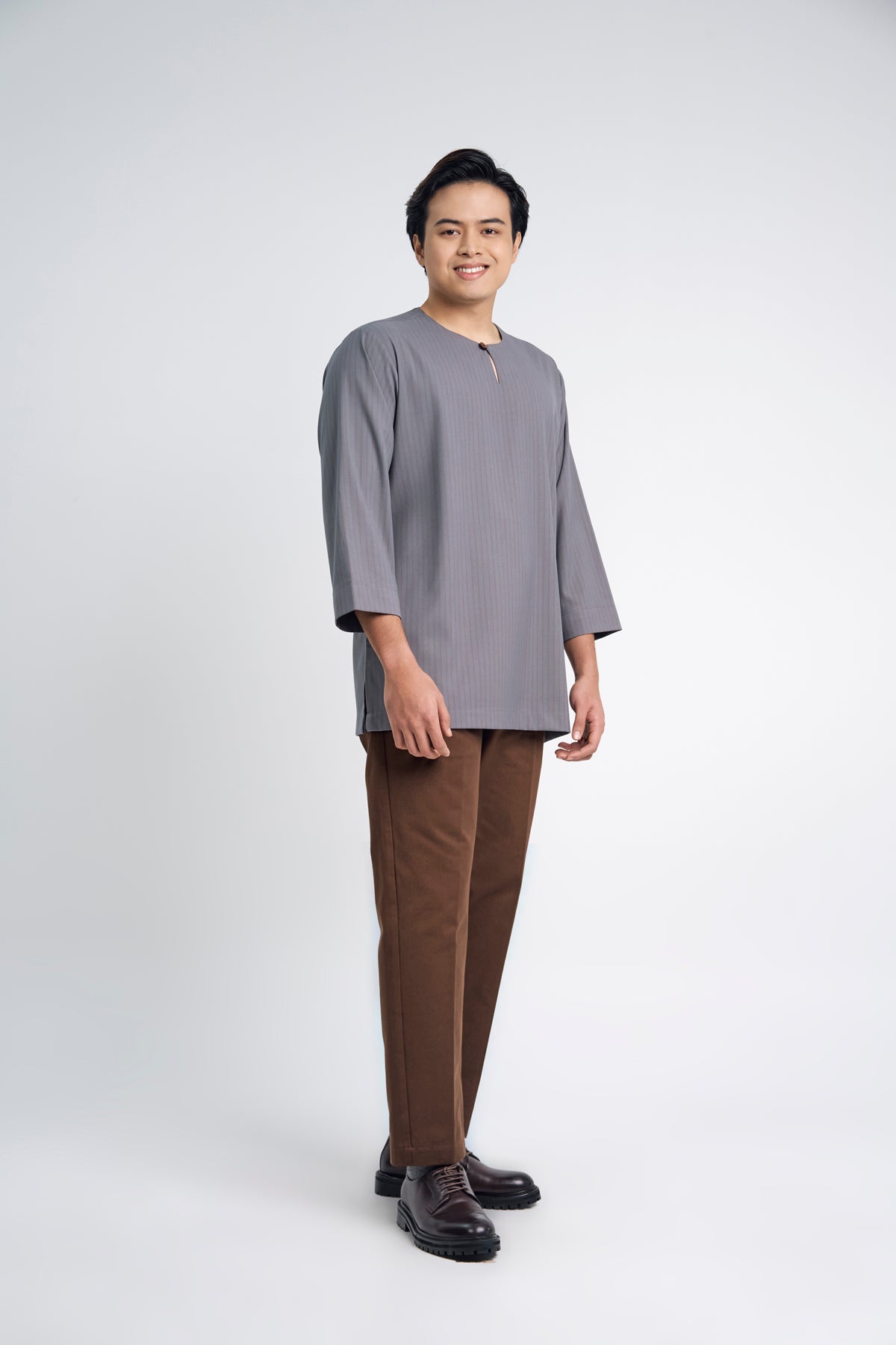 Pasak Modern Fit Top Quarter Sleeves - Grey