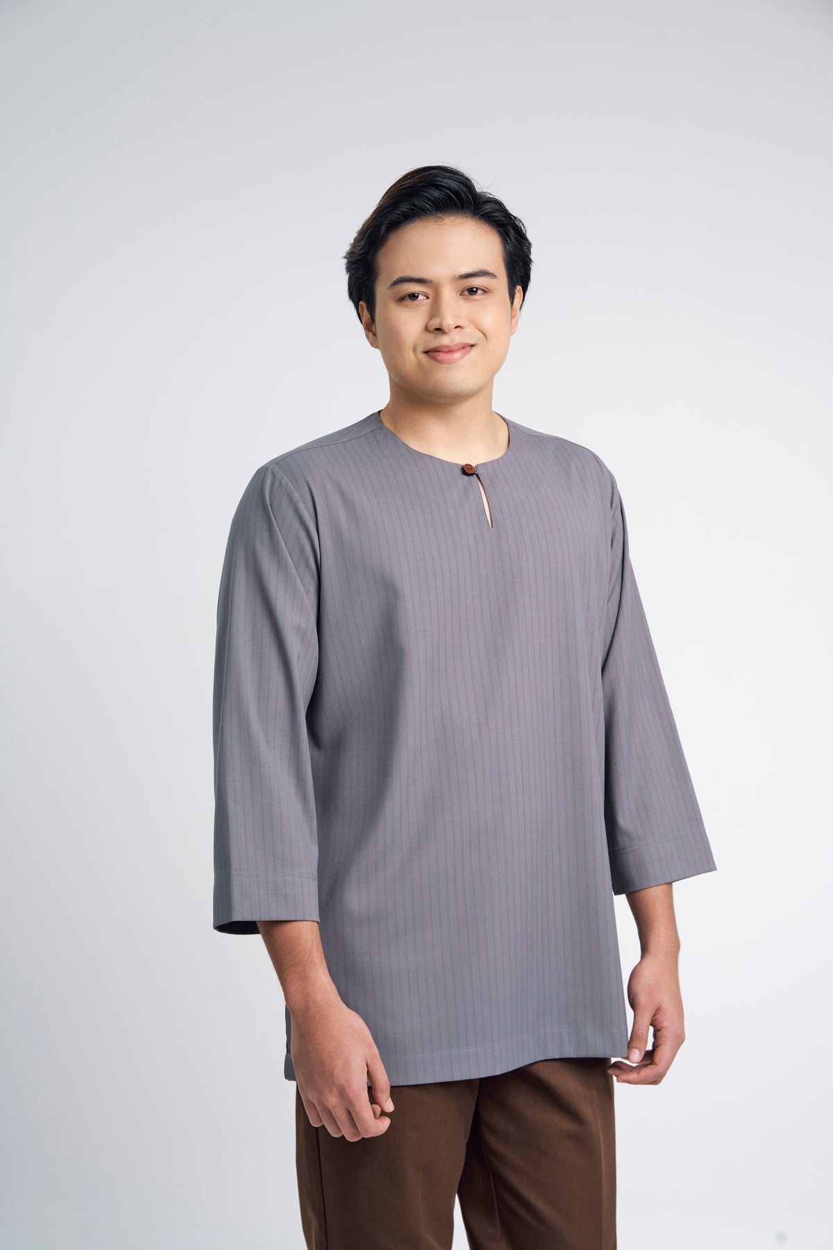 Pasak Modern Fit Top Quarter Sleeves - Grey