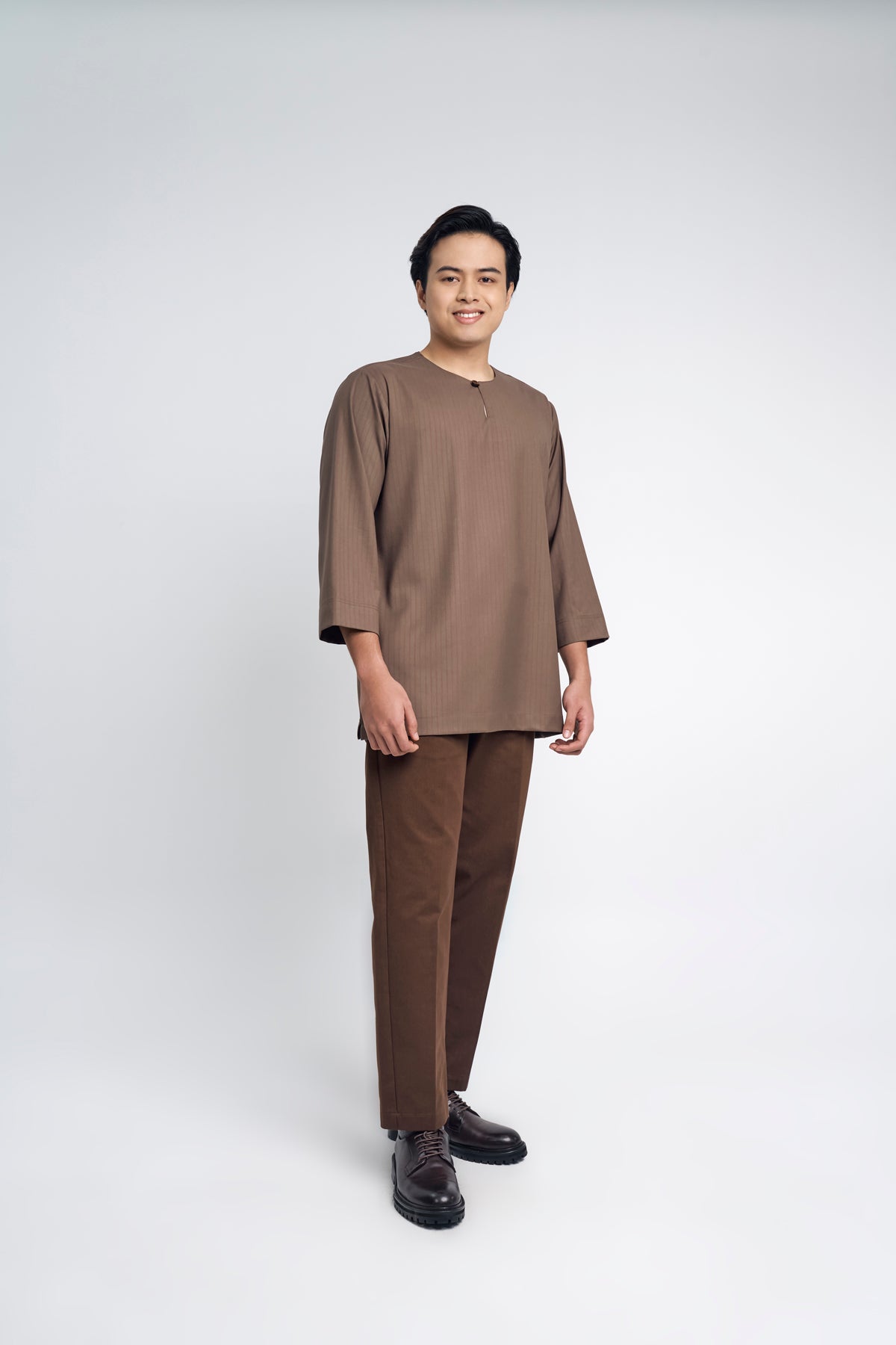 Pasak Modern Fit Top Quarter Sleeves - Brown