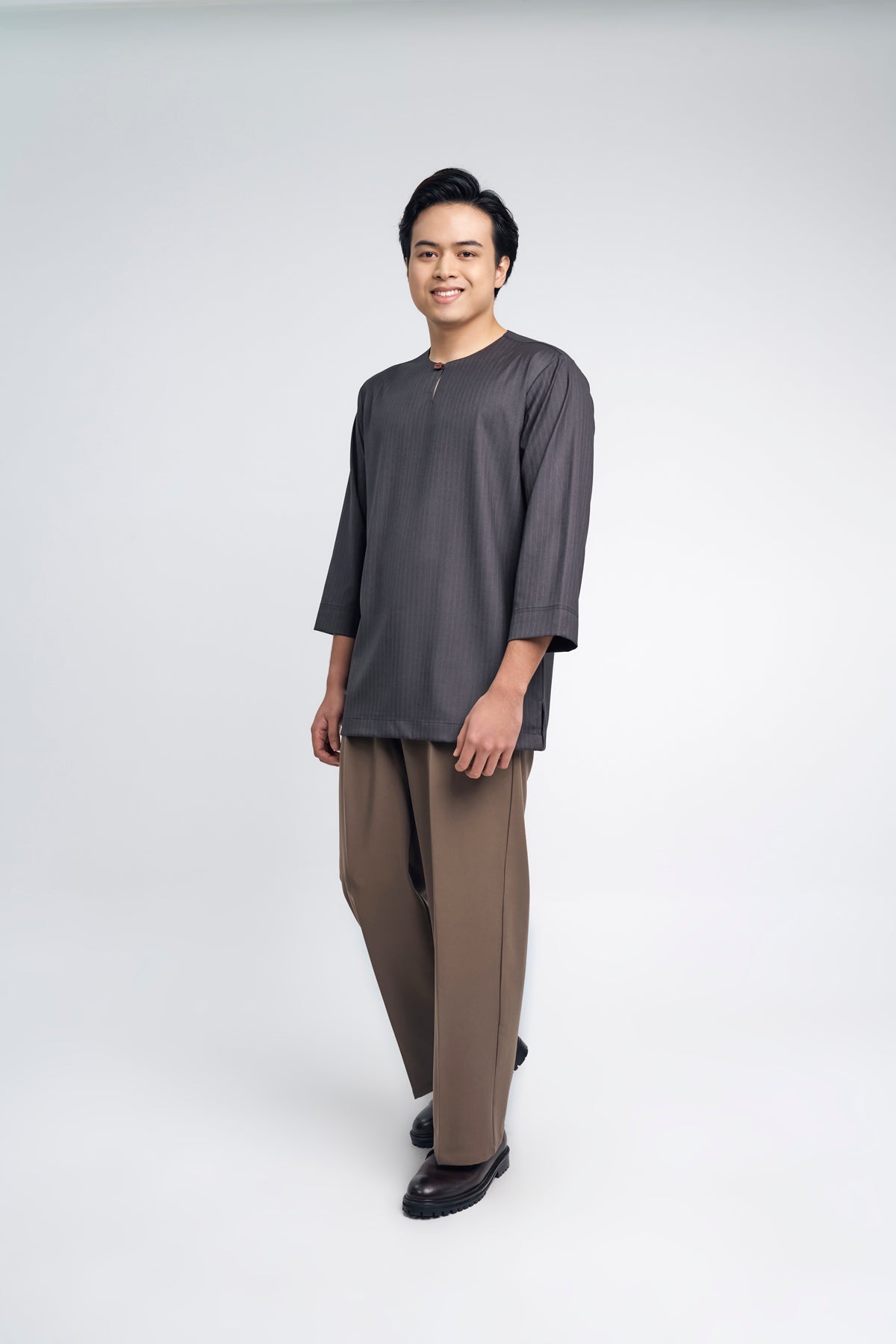 Pasak Modern Fit Top Quarter Sleeves - Deep Grey
