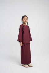 Patawali Girls Baju Kurung - Burgundy Red
